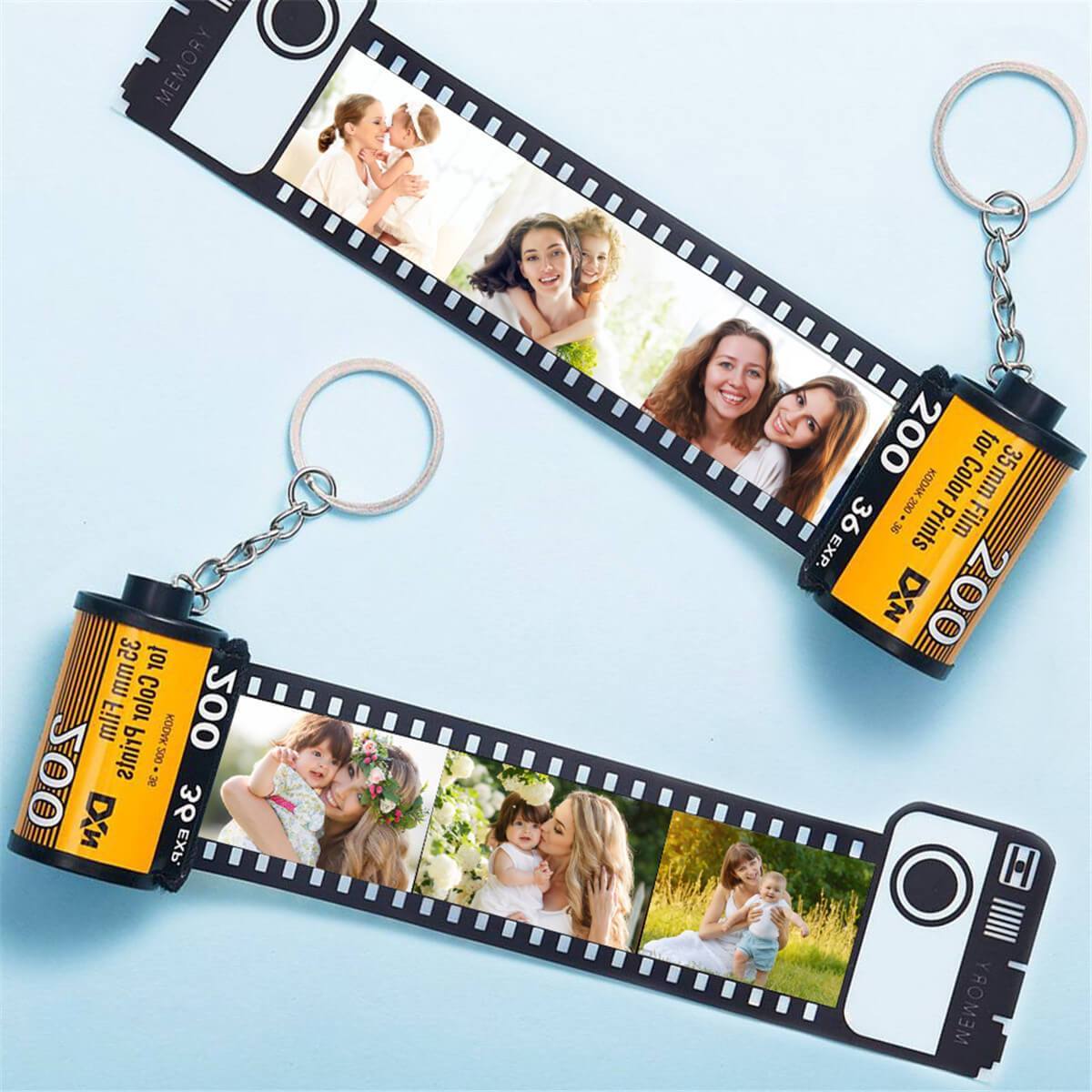 5 Pics Custom Photo Film Roll Keychain with Pictures Customized Photo Christmas Gifts for Family