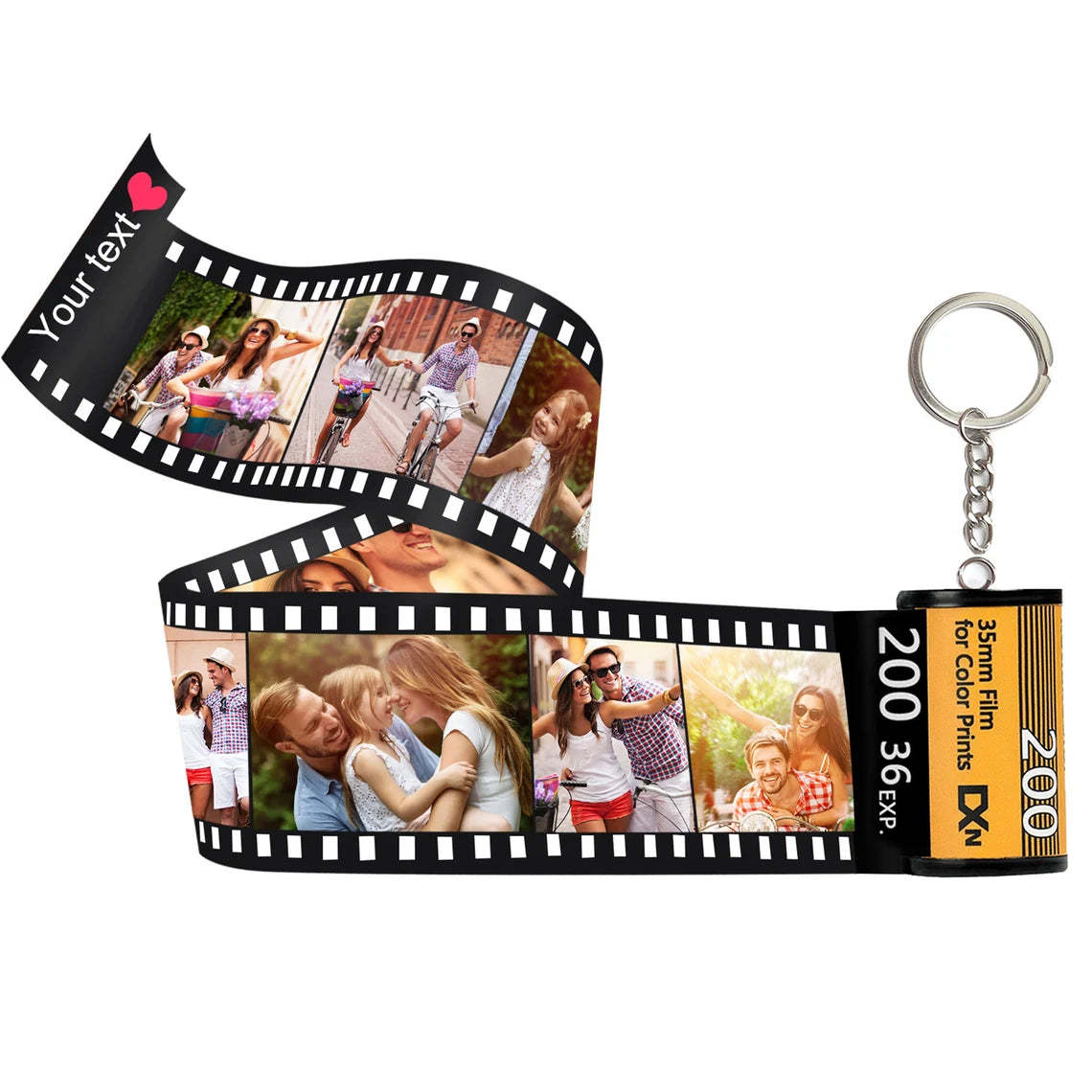 Custom Text For The Film Roll Keychain Personalised Picture Keychain with Reel Album Customized Anniversary Gifts - soufeeluk