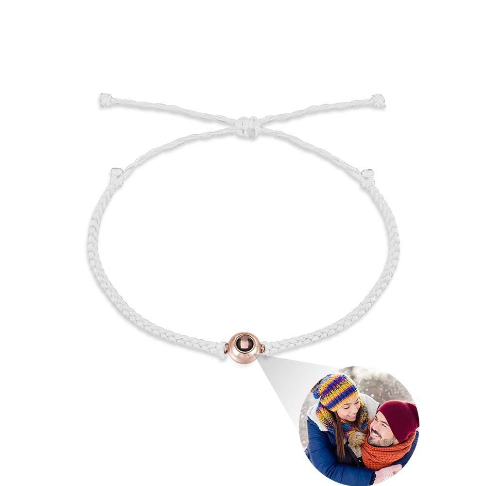 Personalisiertes Fotoprojektions-paar-armband Geflochtenes Weißes Seil-armband-geschenk Für Liebhaber - soufeelde