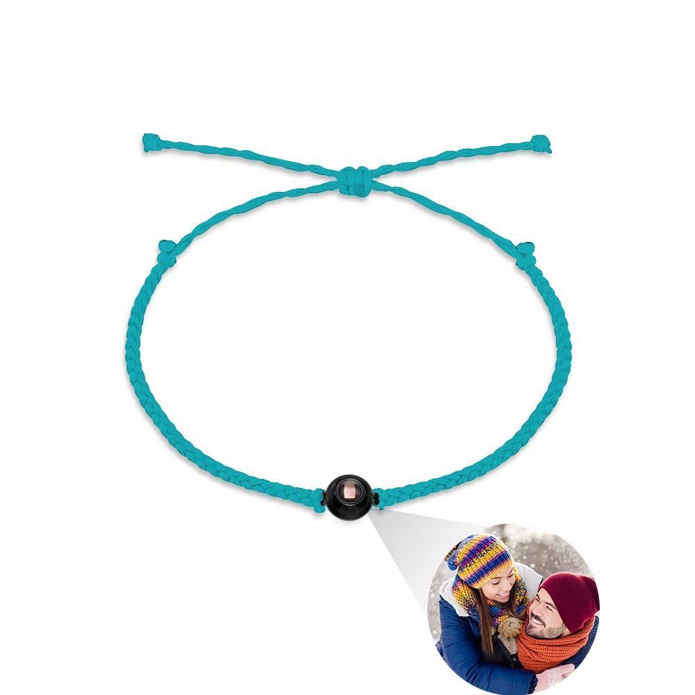 Kundenspezifisches Foto-projektions-armband Geflochtenes Blaues Seil-armband Bestes Geschenk Für Liebhaber - soufeelde