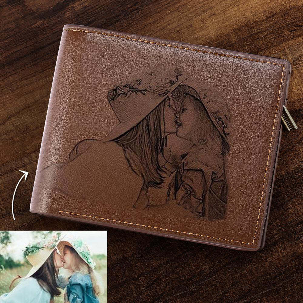 Brieftasche Mit Fotogravur Als Geschenk Für Die Familie