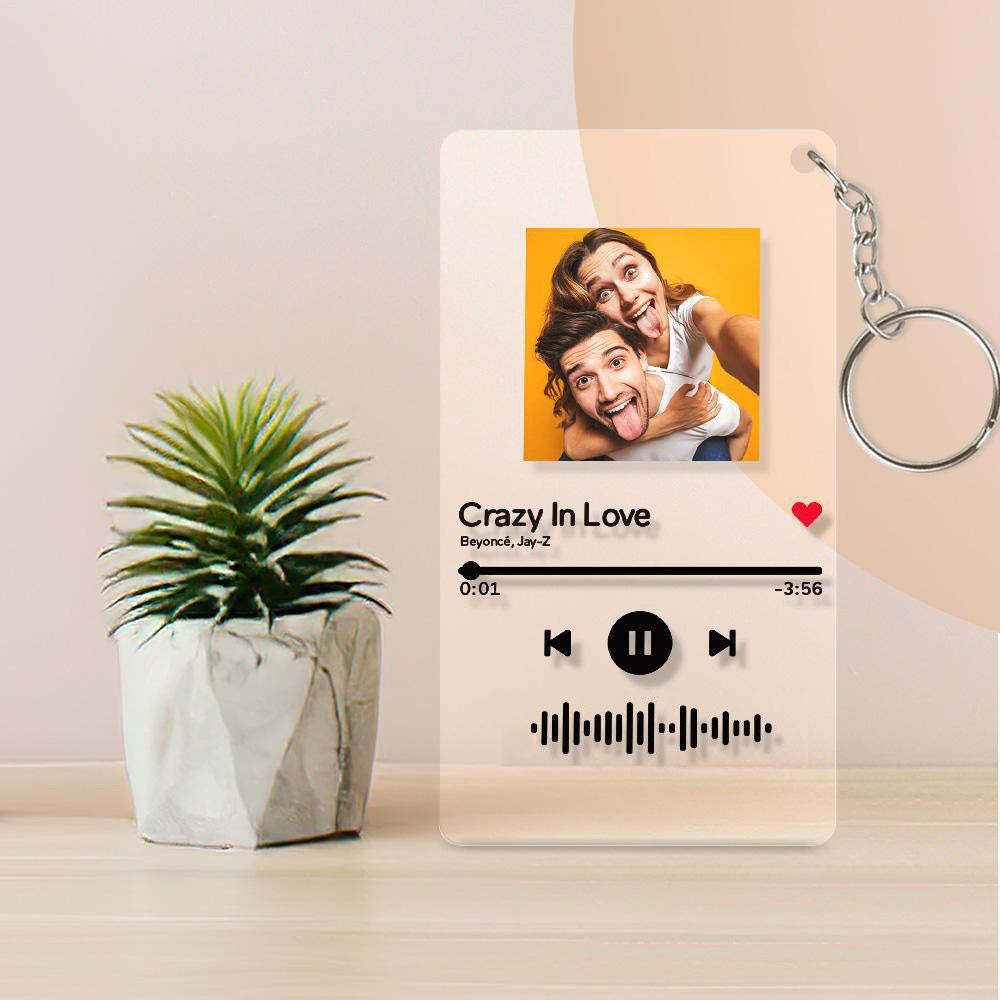 Scanbare Musik-code-plakette Schlüsselanhänger Musik Und Foto Acryl, Lied Schlüsselanhänger Weihnachtsgeschenke 2,1 Zoll * 3,4 Zoll (5,4 * 8,6 Cm)