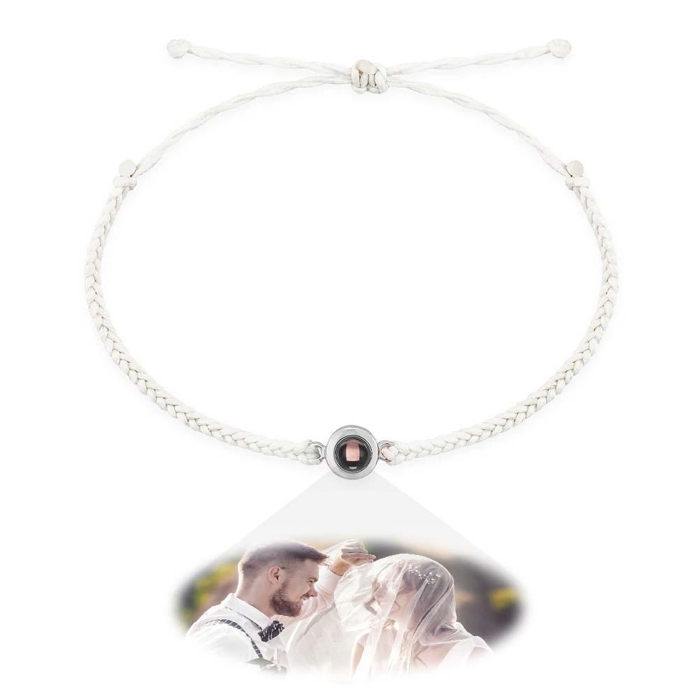 Ewige Rose Box & Fotoprojektion Paar Armband Geflochtenes Schwarzes Seil Armband Geschenk Für Verliebte - soufeede