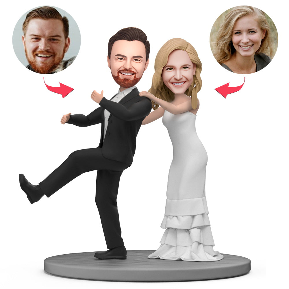 Hochzeitspaar-duett-tanz-kundenspezifische Bobbleheads Mit Graviertem Text - soufeelde