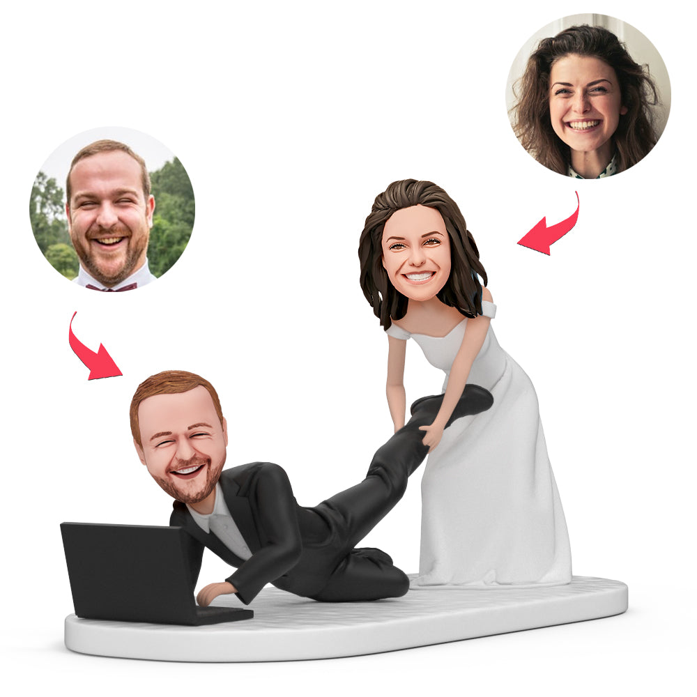 Personalisierter Wackelkopf Für Den Bräutigam, Braut, Hochzeit, Laptop, Mit Eingraviertem Text - soufeelde