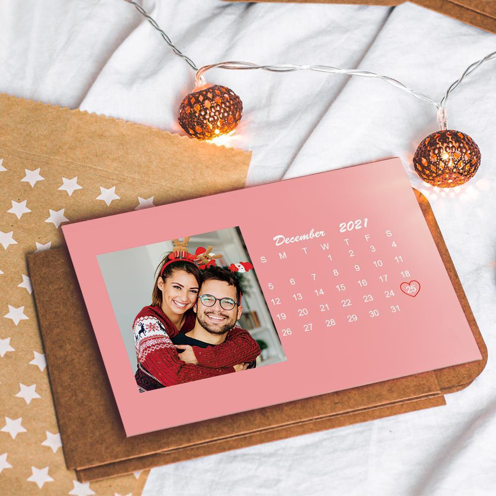 Custom Wallet Card Photo Calendar Card Engraved Wallet Card Pink