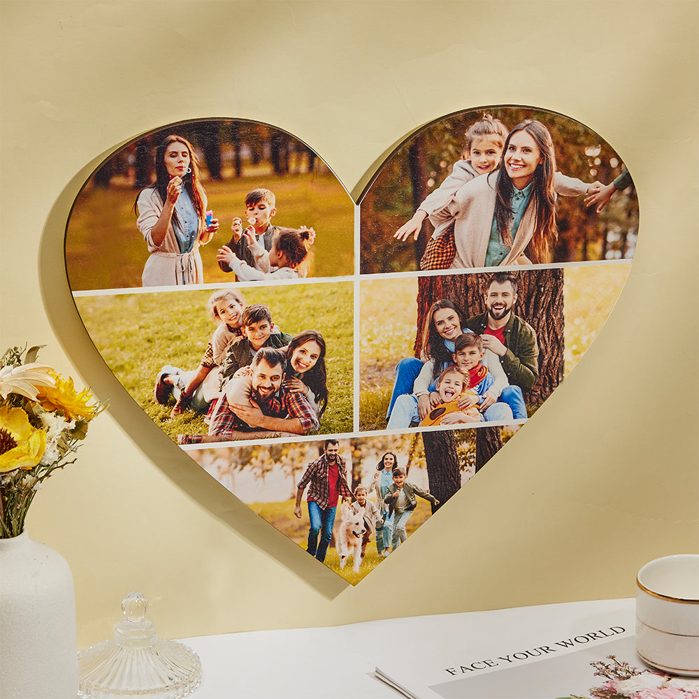 Benutzerdefinierte Herzförmige Fotocollage Personalisierte Wanddekoration Valentinstagsgeschenke - soufeelde