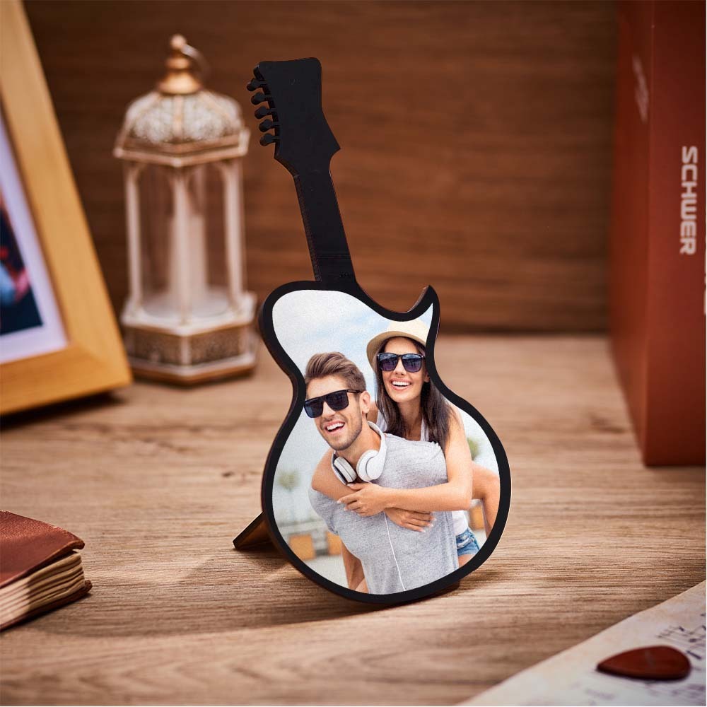 Kundenspezifischer Foto-gitarren-rahmen Personalisierte Bilderrahmen-musikliebhaber-geschenke - soufeelde
