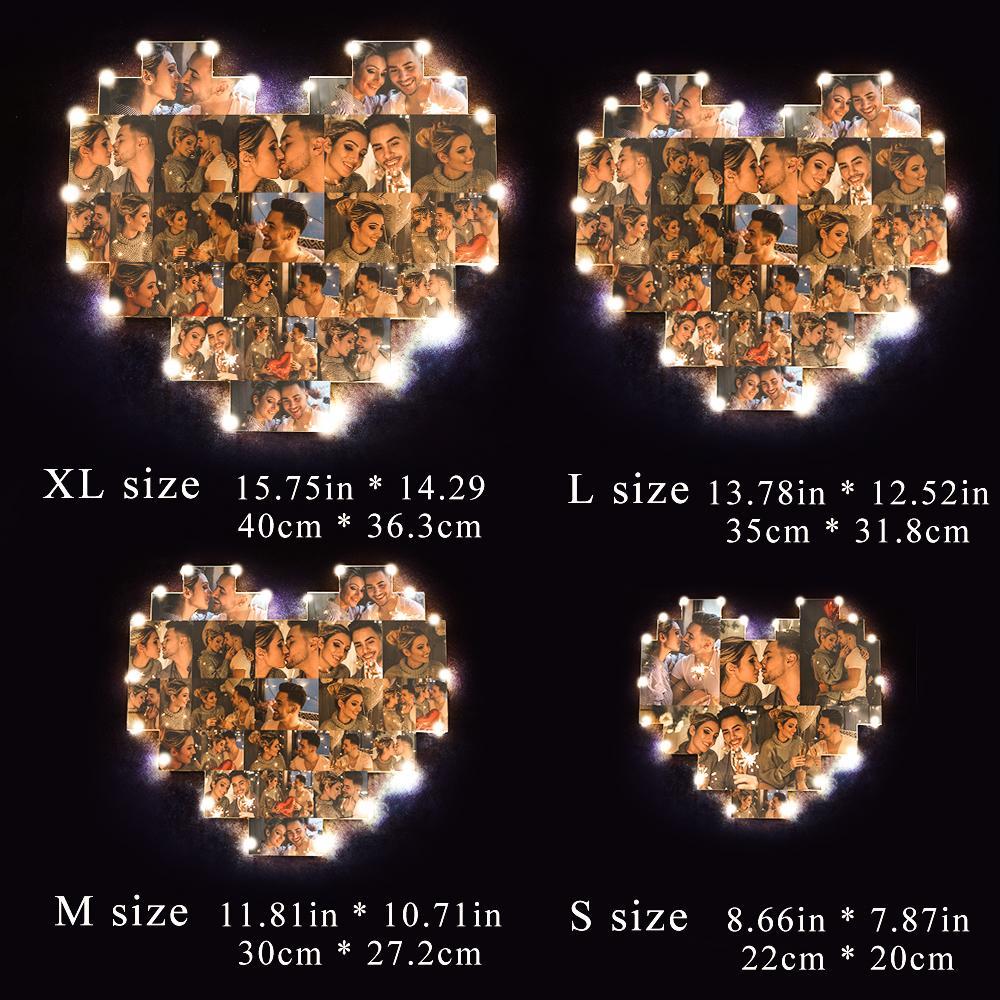 Benutzerdefinierte Herz-Foto-Lampen-Wand-Kunst-Dekor Personalisiertes Album-Geschenk zum Valentinstag