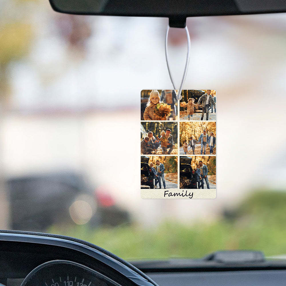 Benutzerdefinierte Collage Foto Auto Lufterfrischer Rückspiegel Ornament Rechteck Lufterfrischer - soufeelde