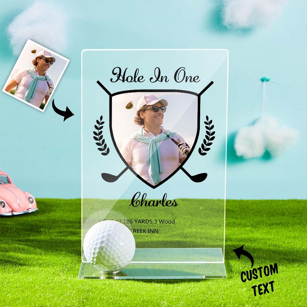 Personalisierte Foto-acryl-golfplakette Kundenspezifische Golfball-ausstellungspreis-trophäengeschenke Für Golfliebhaber - soufeelde