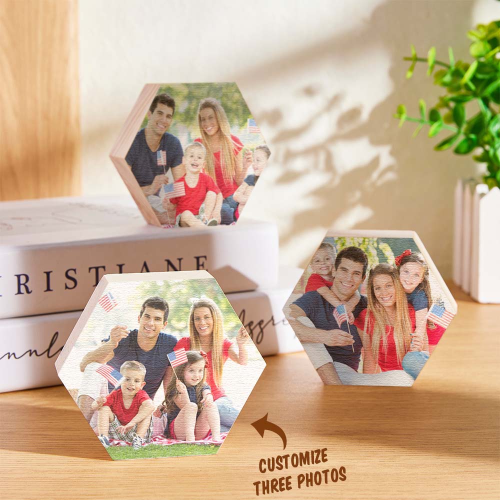 Kundenspezifisches Foto-verzierungs-hexagon-galerie-wand-foto-holz-geschenke - soufeelde