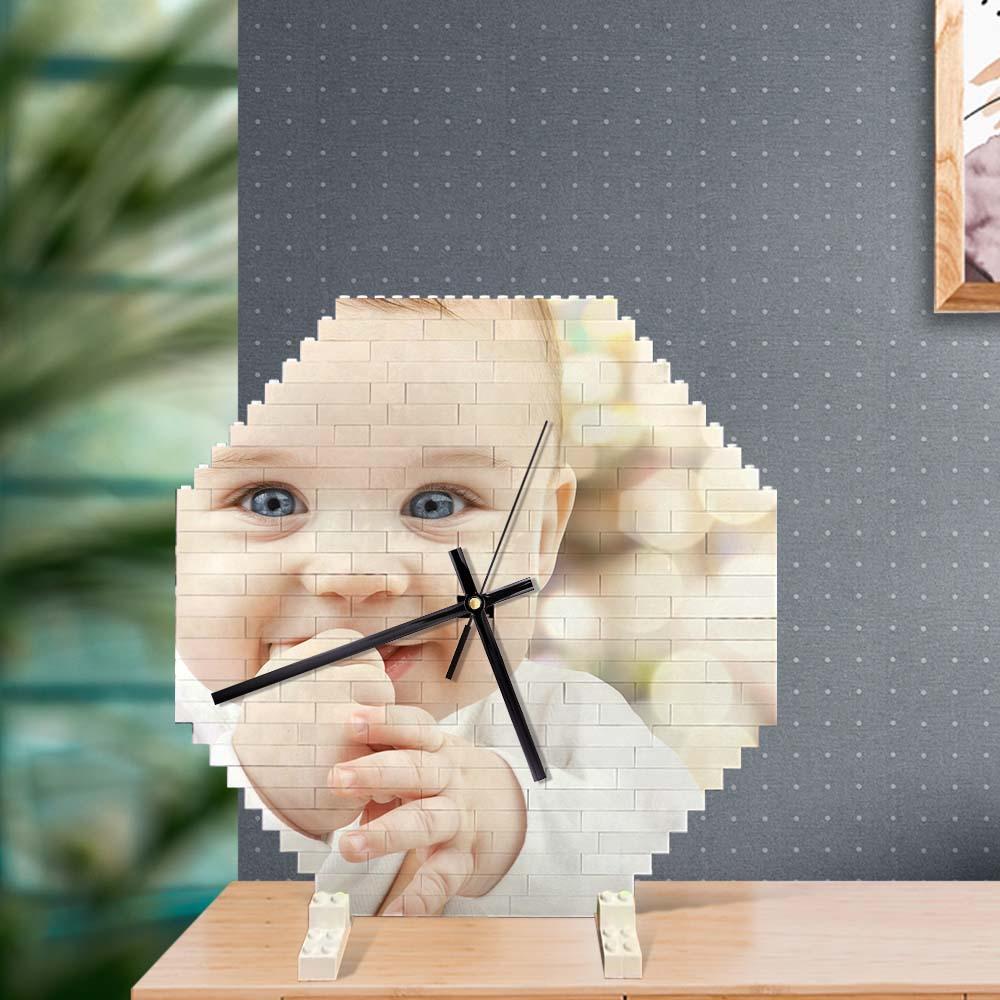 Benutzerdefinierte Bausteine ​​​​wanduhr Personalisiertes Puzzle Benutzerdefinierte Foto-ziegeluhr-geschenk Für Kinder - soufeelde