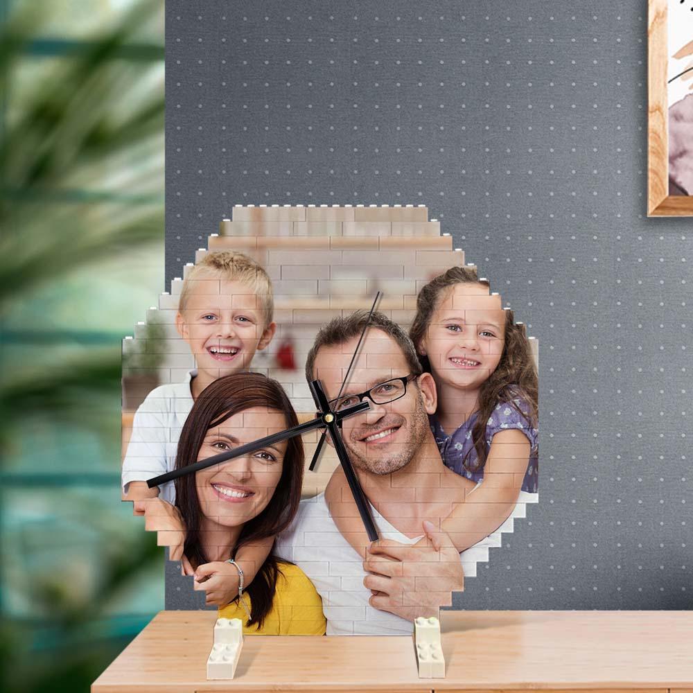 Benutzerdefinierte Bausteine wanduhr Personalisiertes Puzzle Benutzerdefinierte Foto-ziegeluhr-geschenk Für Die Familie - soufeelde