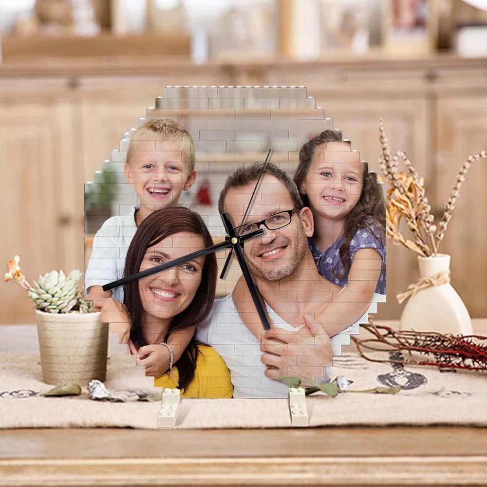 Benutzerdefinierte Bausteine wanduhr Personalisiertes Puzzle Benutzerdefinierte Foto-ziegeluhr-geschenk Für Die Familie - soufeelde