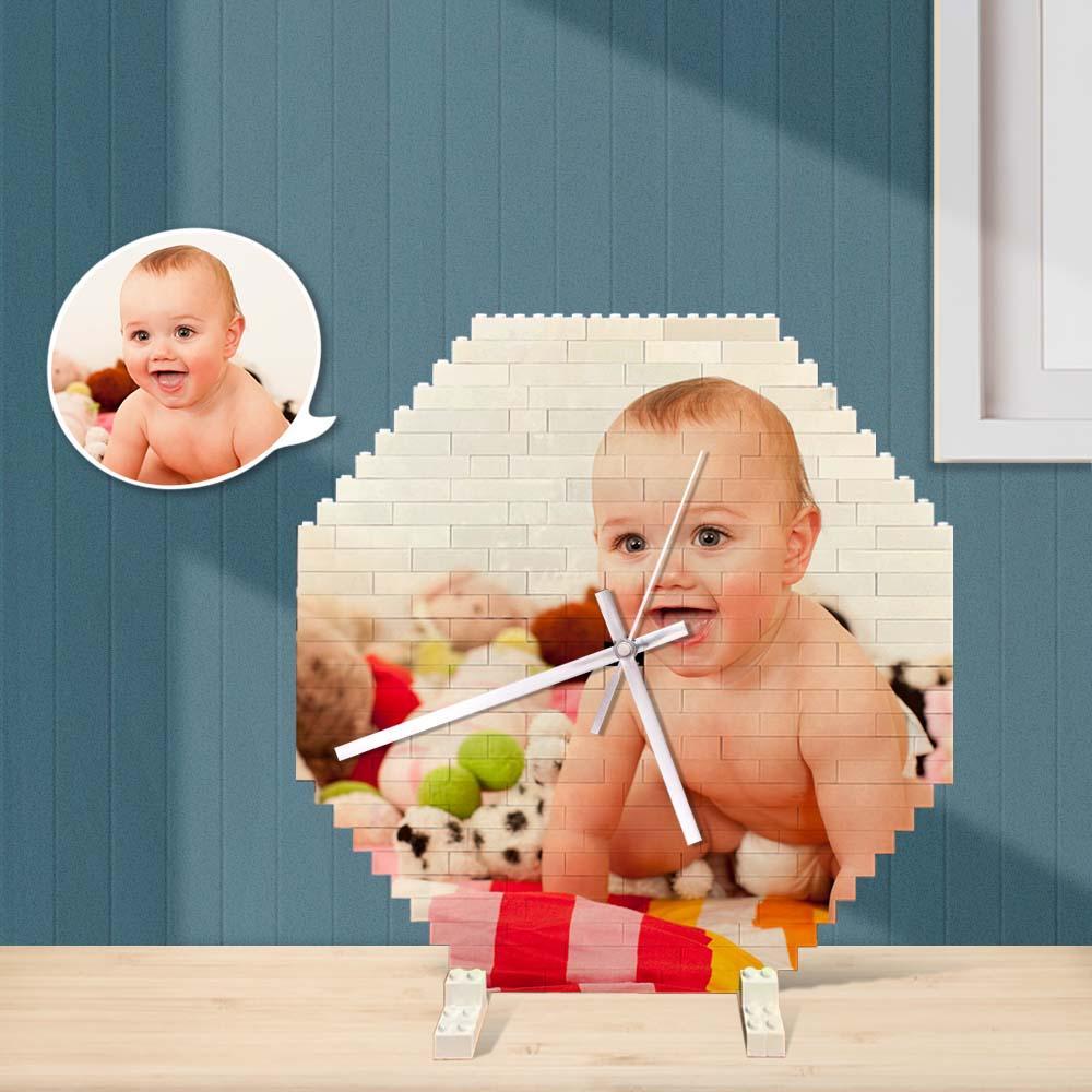 Benutzerdefinierte Bausteine ​​​​wanduhr Personalisiertes Puzzle Benutzerdefinierte Foto-ziegeluhr-geschenk Für Kinder - soufeelde