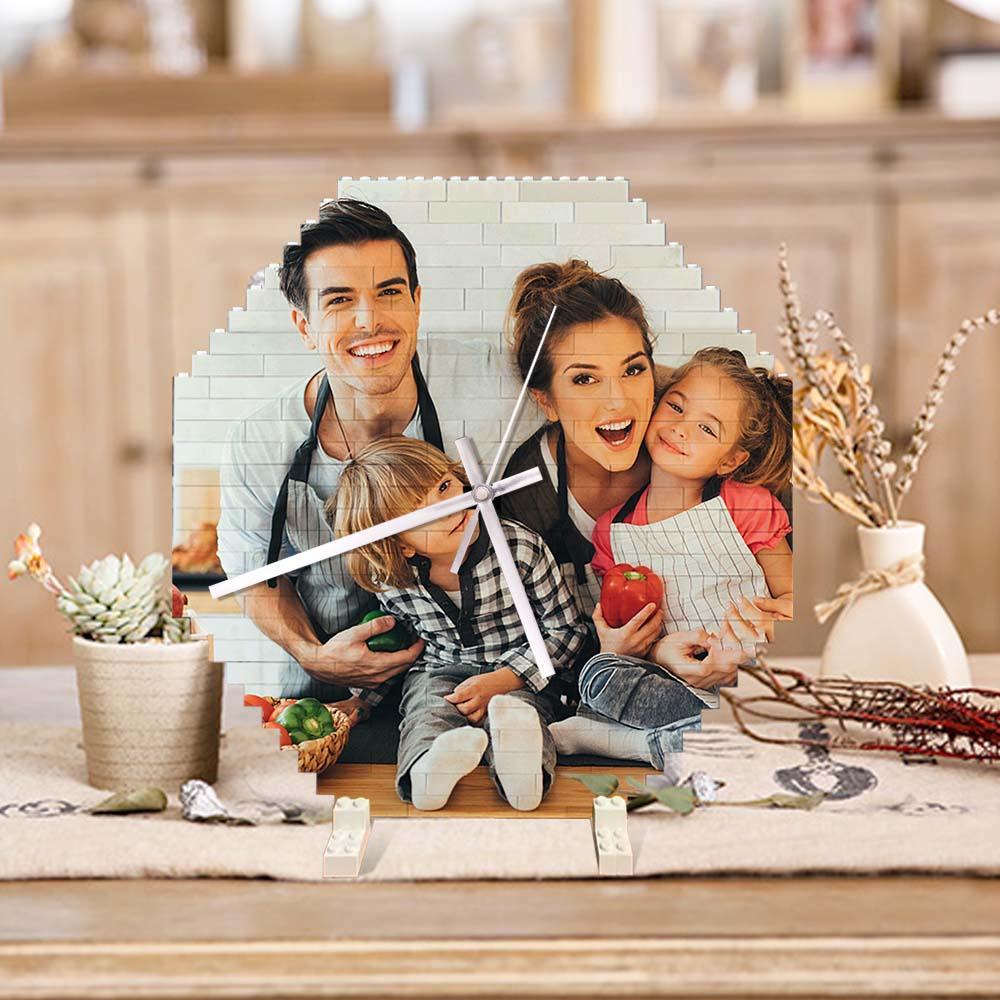Benutzerdefinierte Bausteine wanduhr Personalisiertes Puzzle Benutzerdefinierte Foto-ziegeluhr-geschenk Für Die Familie - soufeelde