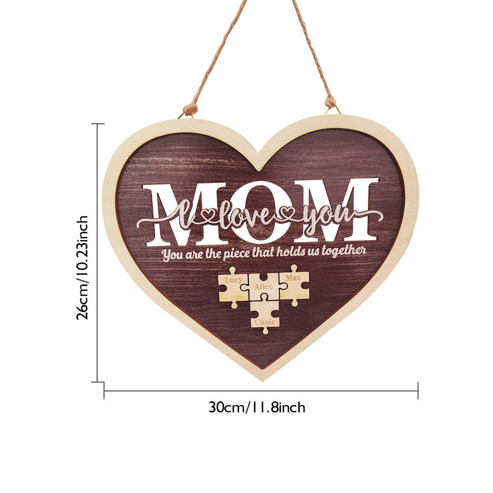 Personalisierte Mama-herz-puzzle-plakette, Sie Sind Das Stück, Das Uns Zusammenhält, Muttertagsgeschenk - soufeelde