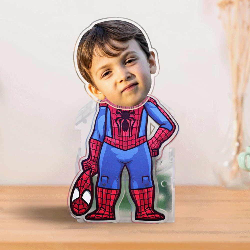 Custom Face Spider Man Kopfschütteln Ornament Personalisiertes Auto Armaturenbrett Dekoration Home Desktop Ornament - soufeelde