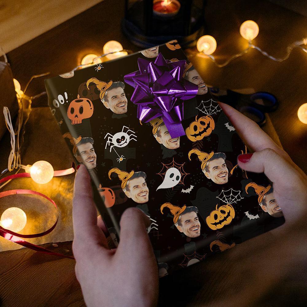 Fröhliches Halloween Benutzerdefiniertes Gesicht Geschenkpapier Für Halloween