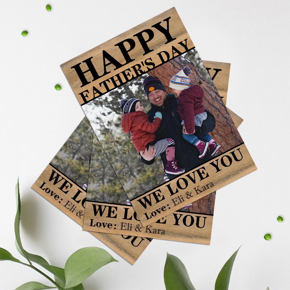 Happy Father's Day Custom Photo And Text Greeting Card - soufeelde