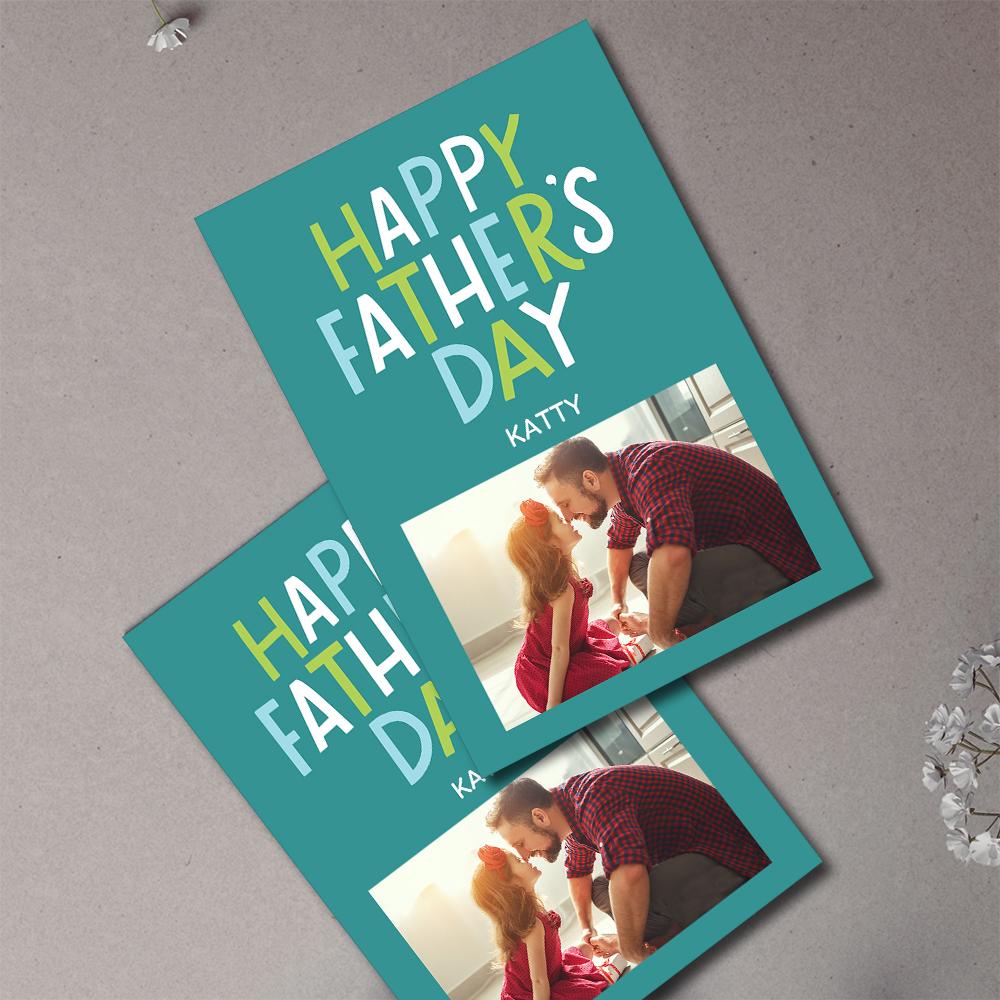Custom Photo And Text Greeting Card Gift For Father's Day - soufeelde