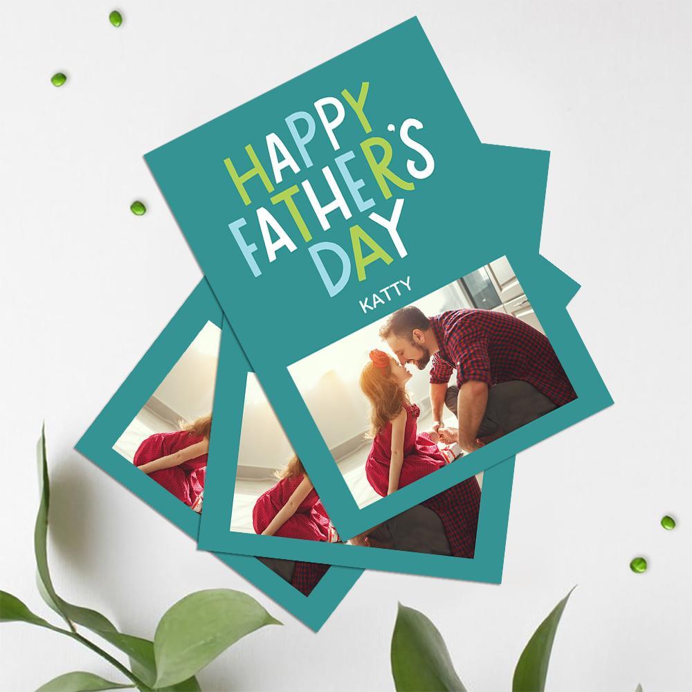 Custom Photo And Text Greeting Card Gift For Father's Day - soufeelde