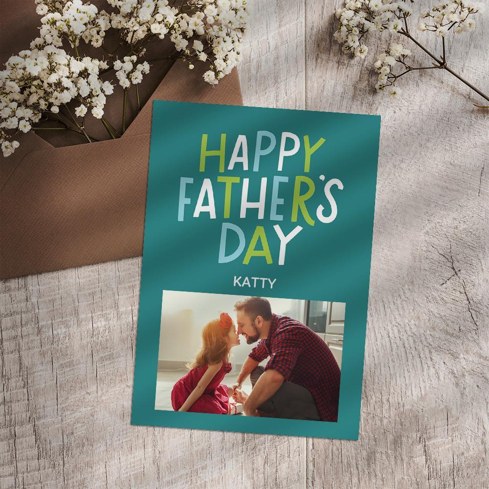 Custom Photo And Text Greeting Card Gift For Father's Day - soufeelde