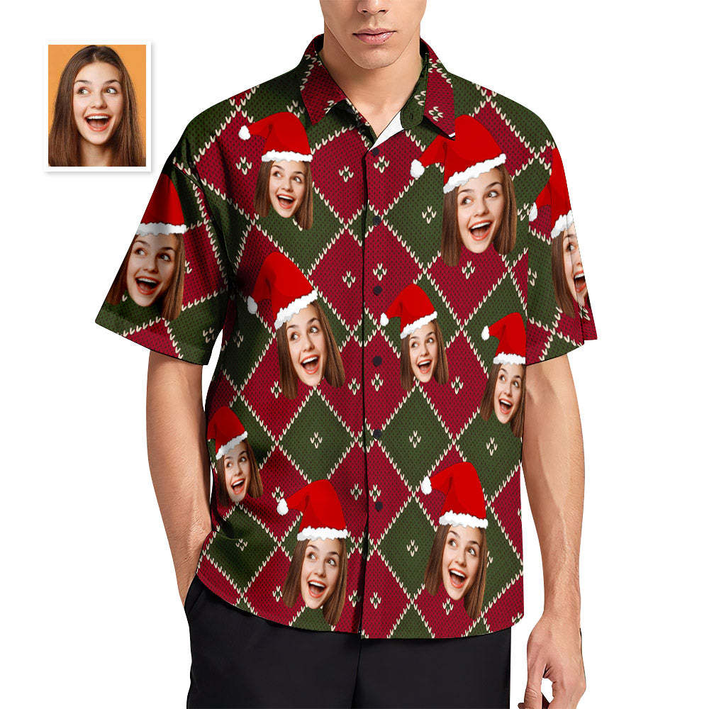 Das Hawaiihemd Der Kundenspezifischen Gesichts-gitter-weihnachtsmänner - soufeelde