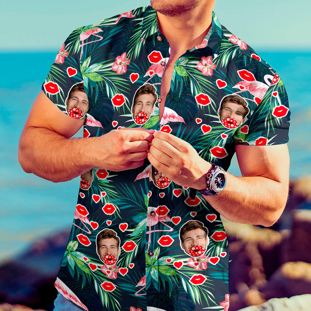 Custom Face Hawaiihemd Entwerfen Sie Ihr Eigenes Hawaiihemd Bestes Valentinstaggeschenk - soufeelde