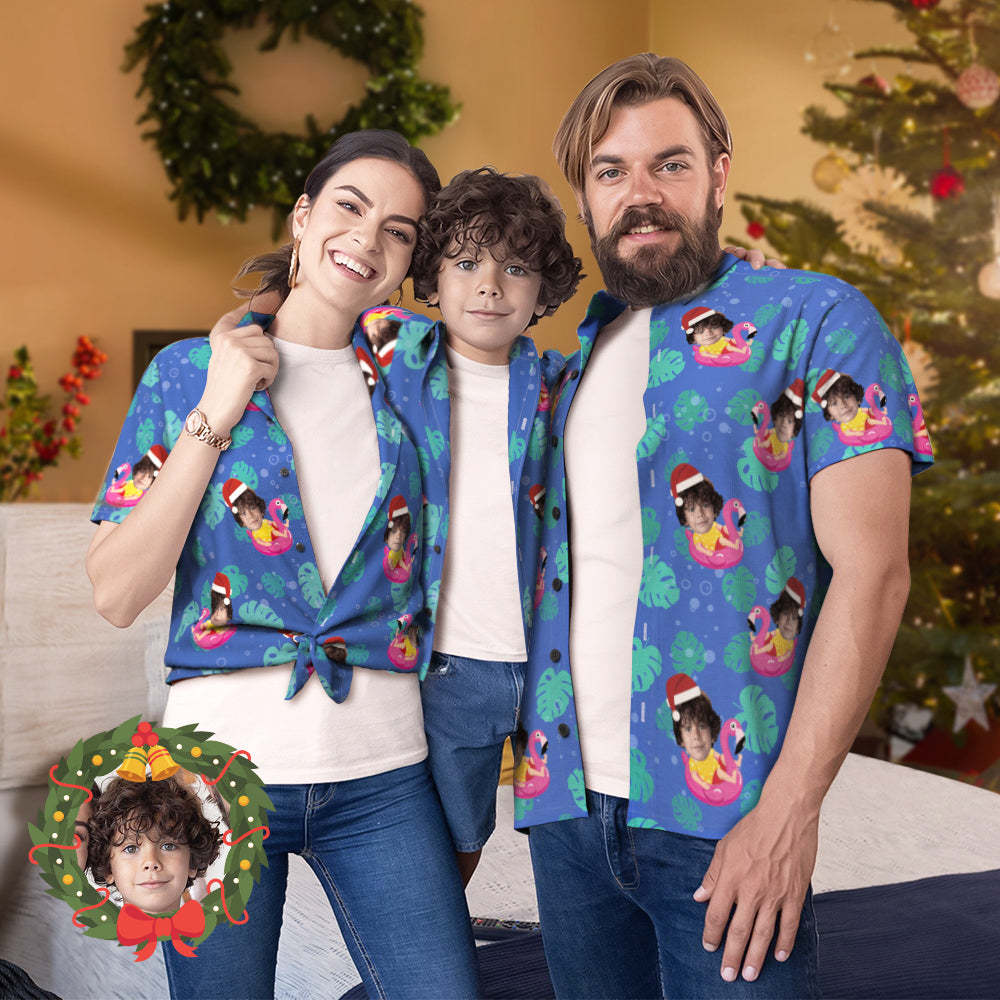 Benutzerdefiniertes Gesicht Passender Familien-hawaiianer-outfit Sankt-pool-party-geschenk Für Familie - soufeelde