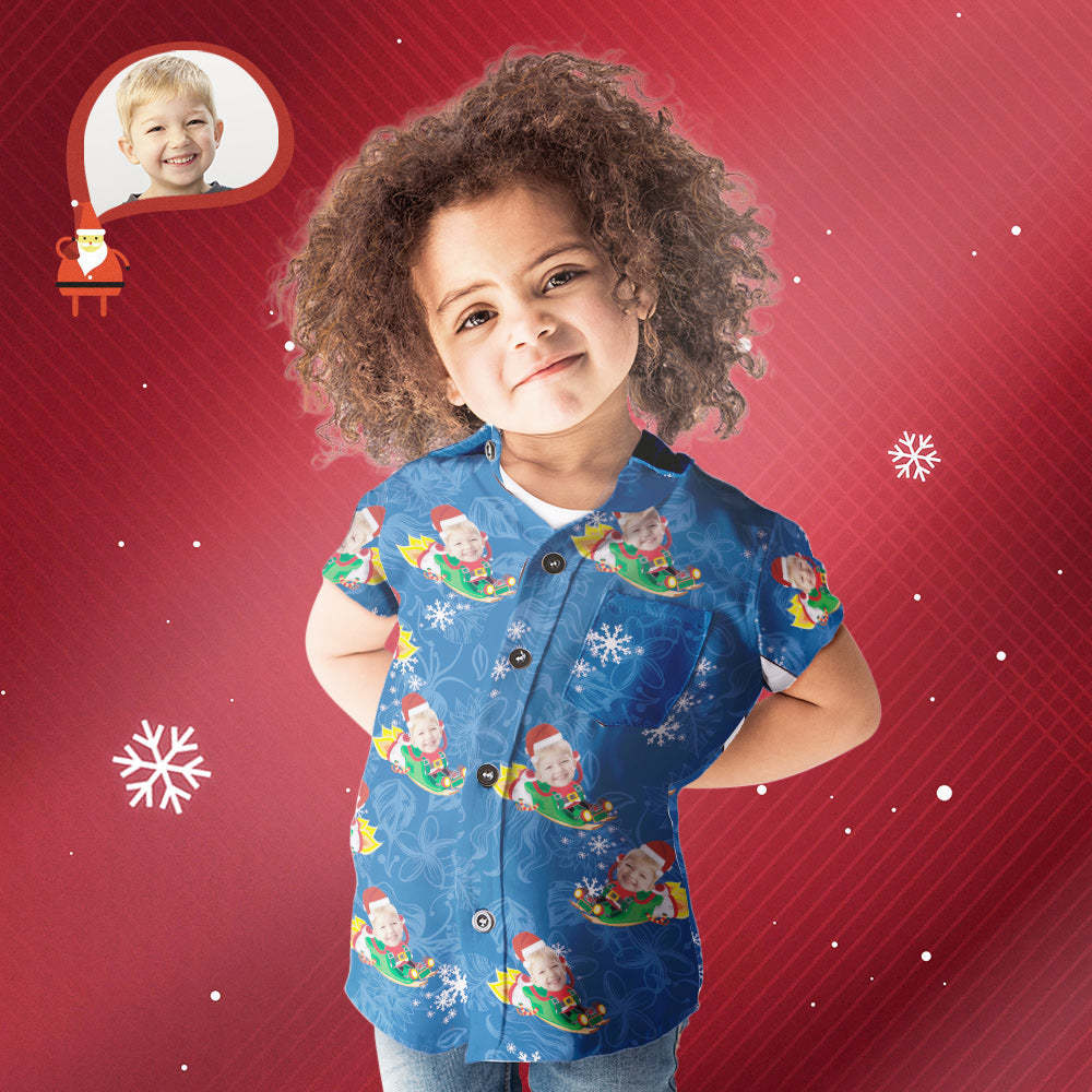 Das Kundenspezifische Gesicht-hawaii-hemd Des Kindes Lustiges Weihnachtsmann-hawaii-hemd-weihnachtsgeschenk - soufeelde