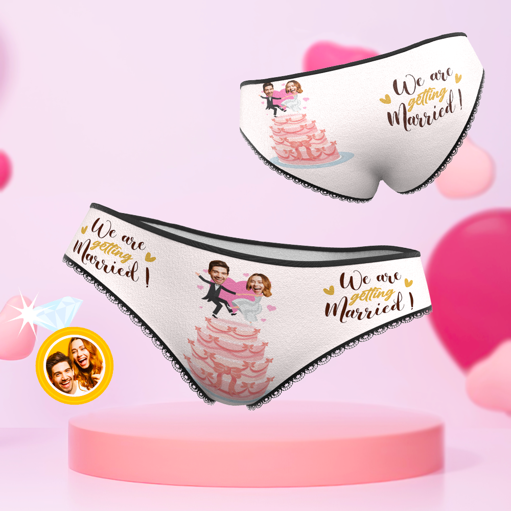 Custom Face Unterwäsche We're Getting Married Panties Hochzeitsgeschenk - soufeelde