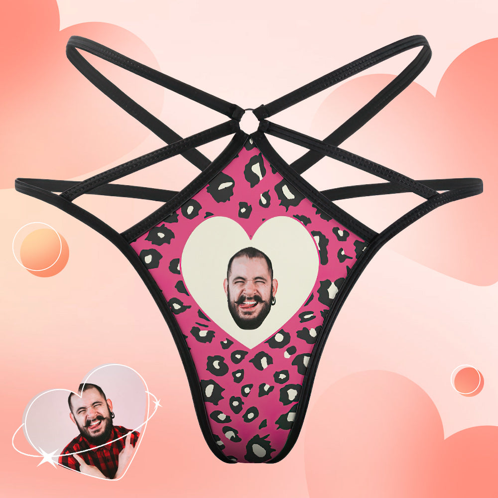 Benutzerdefinierte Gesicht Tanga Leopard Druckt Rosa Lustige Sexy Tangas Geschenk Für Sie - soufeelde