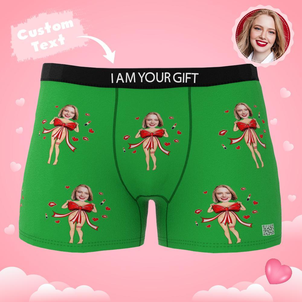 Kundenspezifisches Foto-boxer-roter Bogen-geschenk-unterwäsche-herrenunterwäsche-geschenk Für Freund Ar-ansicht-valentinstag-geschenk