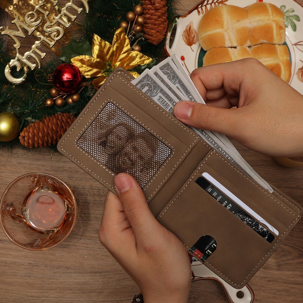 Individuelle Fotogravur Kurze Brieftasche Bestes Geschenk Für Ihren Ehemann