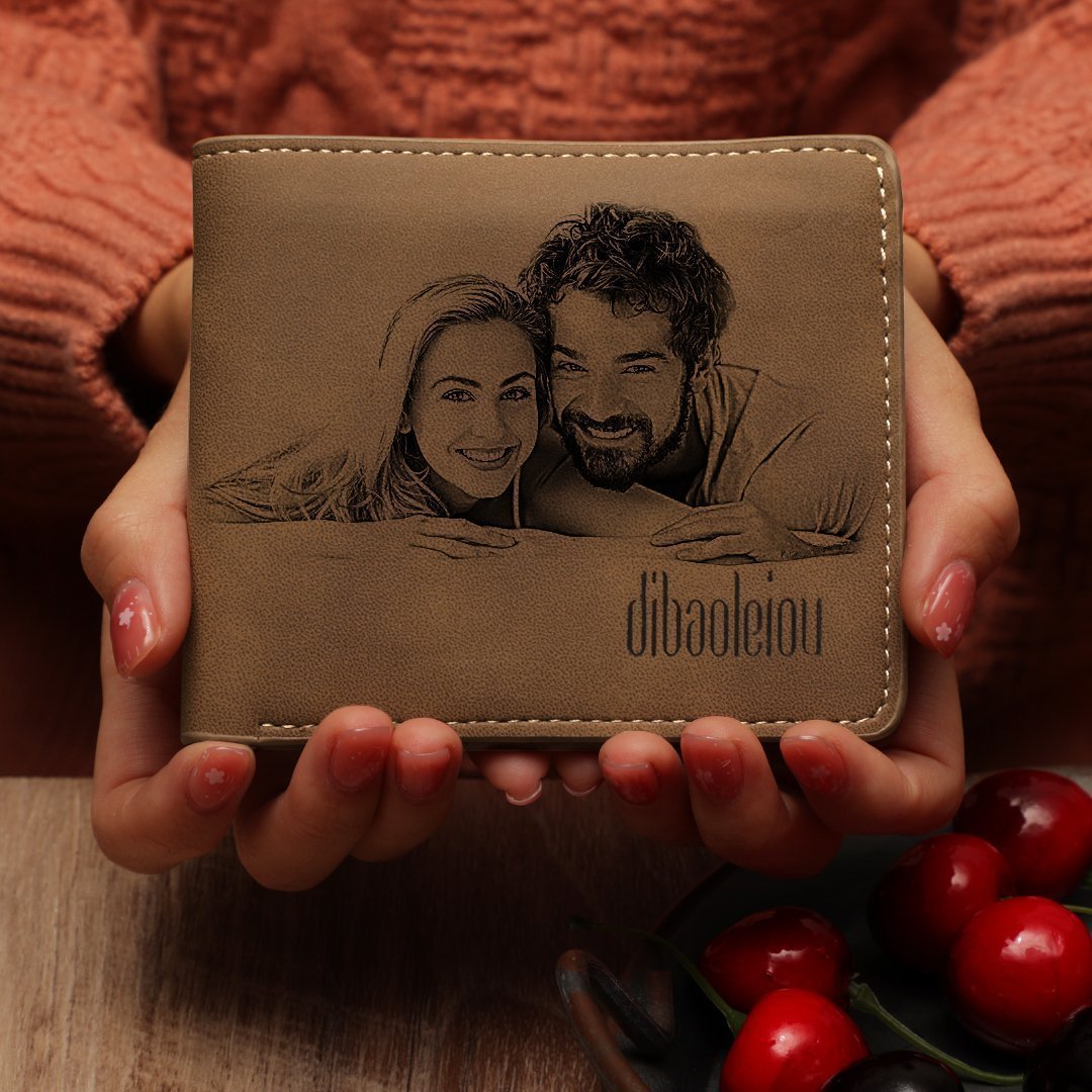 Individuelle Fotogravur Kurze Brieftasche Bestes Geschenk Für Ihren Ehemann