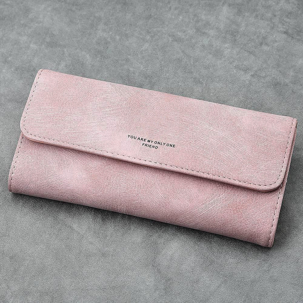 Dreifach gefaltete Fototasche mit Fotogravur für Damen - Blaues Lede