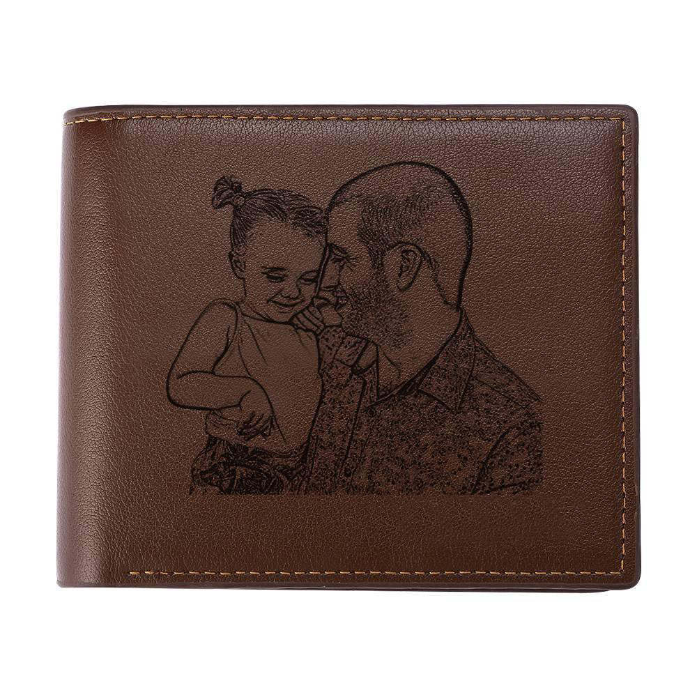 Brieftasche Mit Fotogravur Als Geschenk Für Die Familie