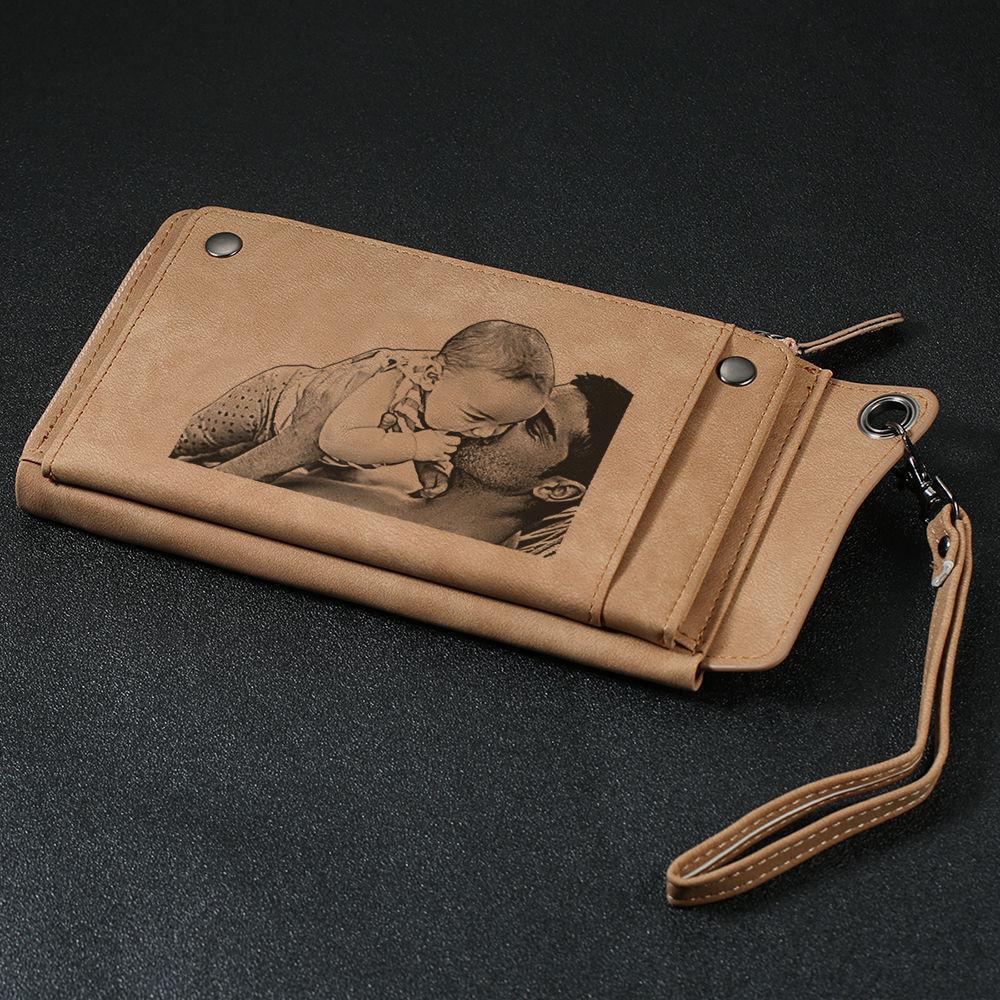 Individuelle Brieftasche Mit Fotogravur, Einzigartiges Geschenk Im Langen Stil - Herren