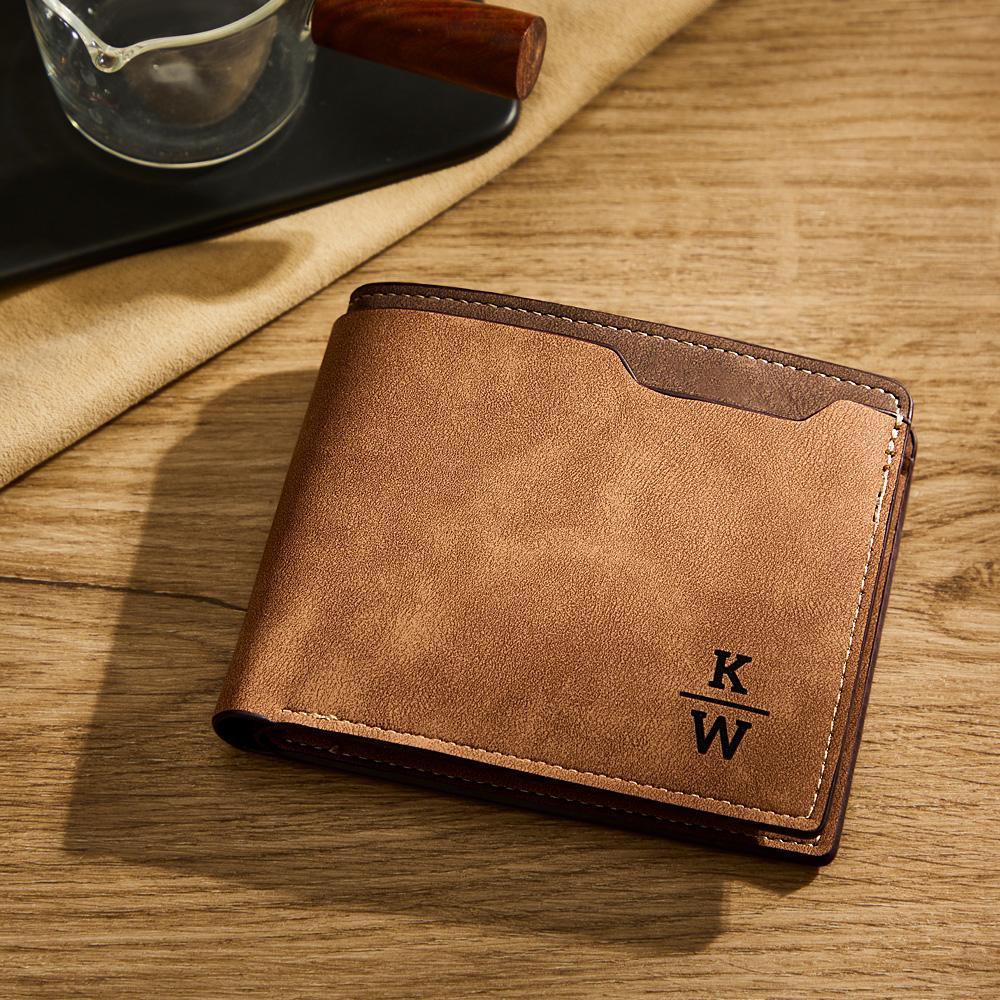 Personalisierte Unisex-geldbörse, Bifold-leder Mit Foto Und Buchstaben, Personalisierbare Geldbörse, Gravierte Geldbörse, Foto-geldbörse Zum Geburtstag, Geschenk Für Die Liebe - soufeelde