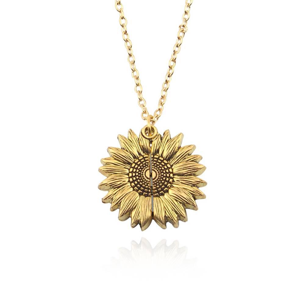 Sonnenblume Halskette, Doppelschicht Beschriftung Vintage Gold and Silber - You are my Sunshine
