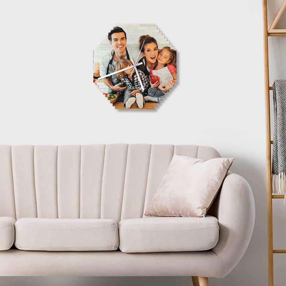 Benutzerdefinierte Bausteine wanduhr Personalisiertes Puzzle Benutzerdefinierte Foto-ziegeluhr-geschenk Für Die Familie - soufeelde
