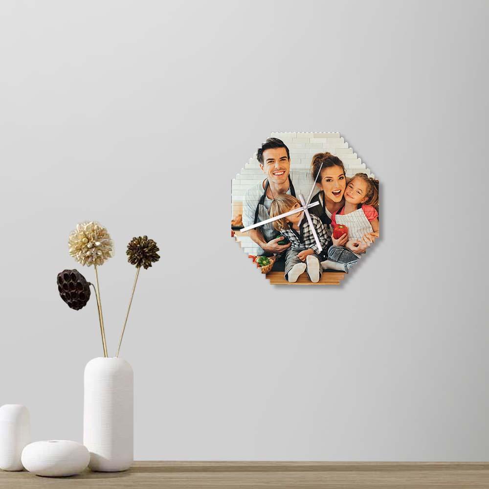 Benutzerdefinierte Bausteine wanduhr Personalisiertes Puzzle Benutzerdefinierte Foto-ziegeluhr-geschenk Für Die Familie - soufeelde