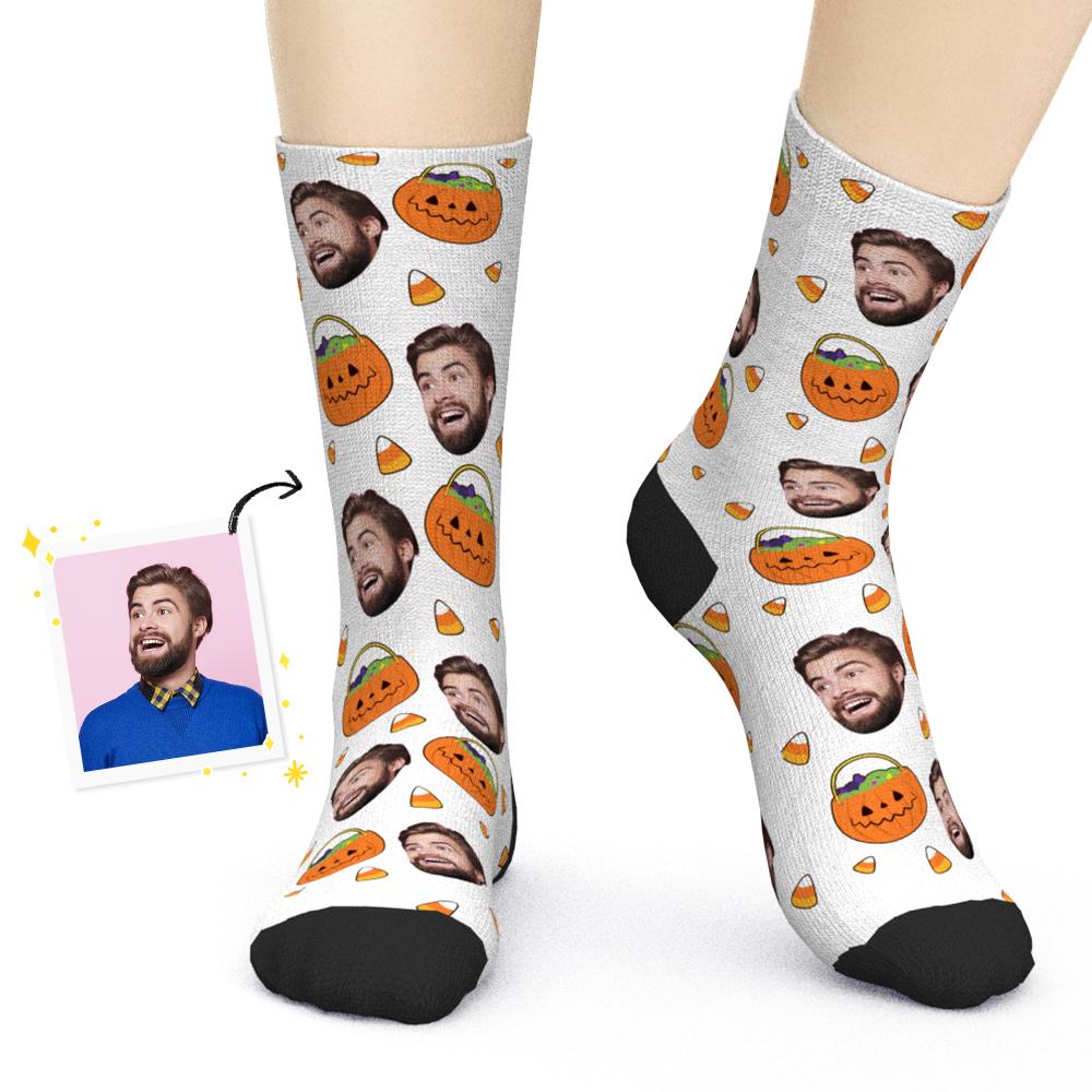 Benutzerdefinierte Gesichtssocken Halloween Sü?igkeiten Mais Und Kürbisse Socken Geschenke Für Halloween