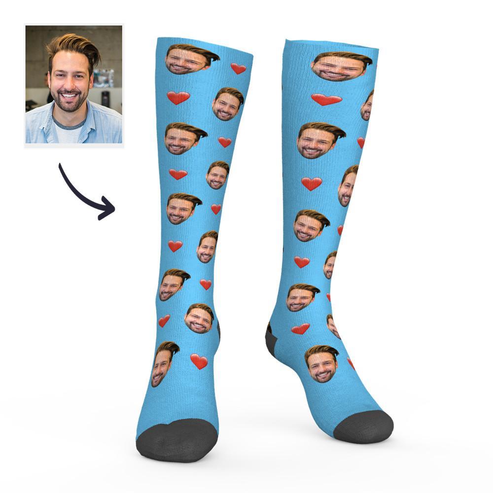 Benutzerdefinierte Foto Kniehohe Socken mit Herz
