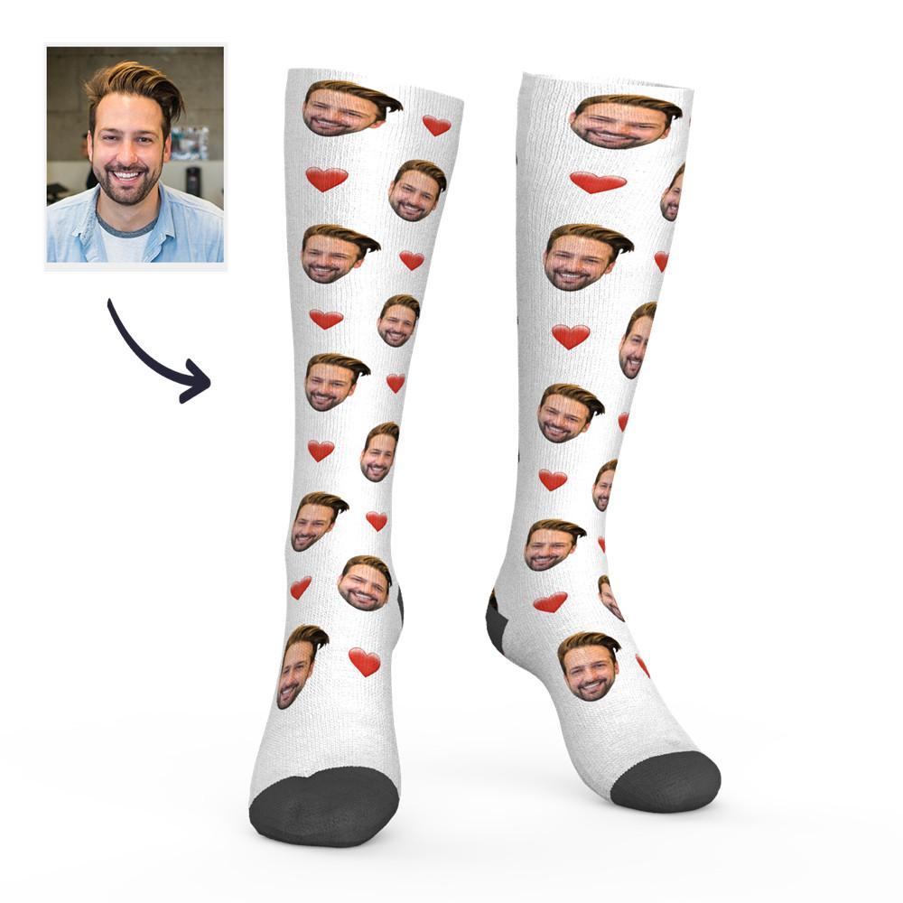 Benutzerdefinierte Foto Kniehohe Socken mit Herz