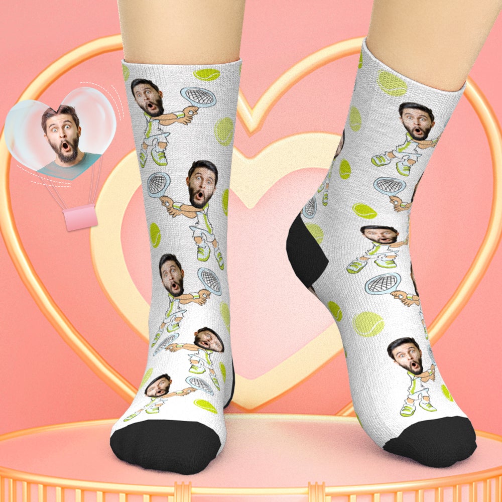 Custom Tennis Face Socks Personalisierte Sportsocken Für Tennisliebhaber - soufeelde