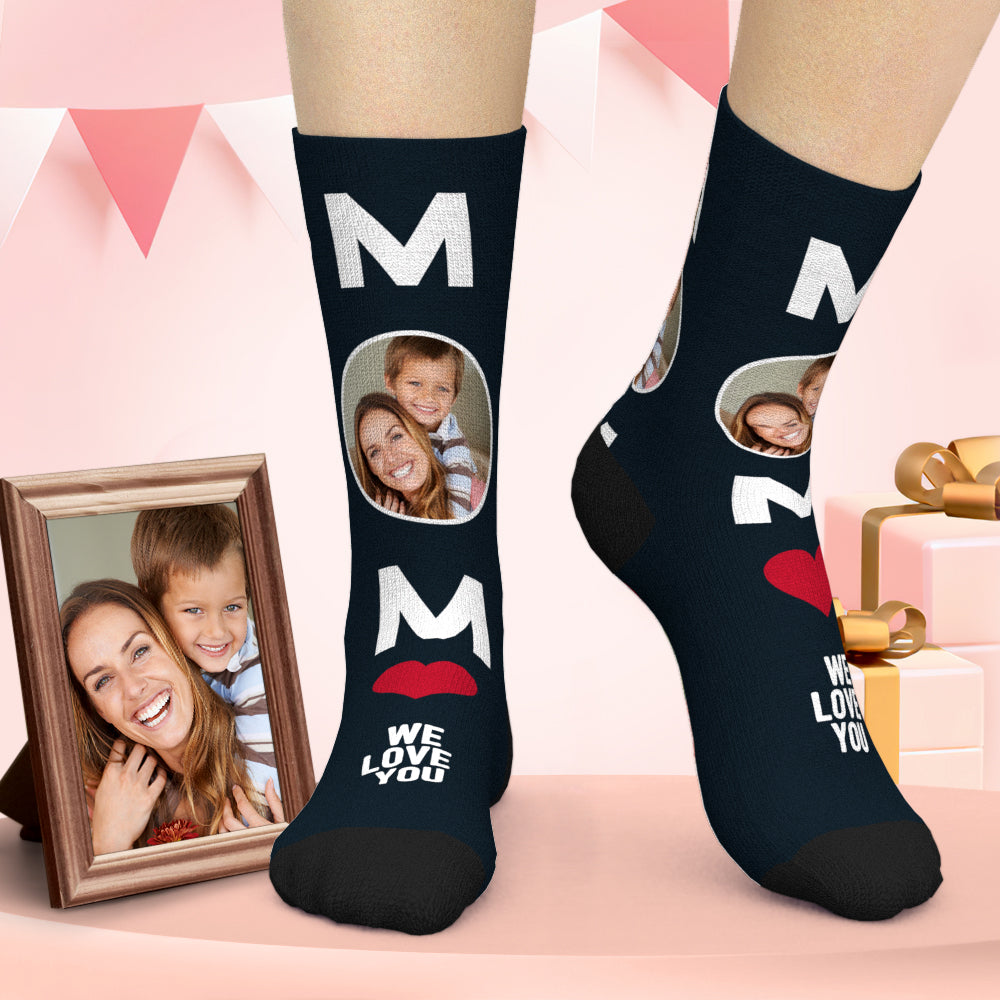 Benutzerdefinierte Socken Foto Socken Marineblaue Socken Muttertagsgeschenk Für Die Frau - soufeelde