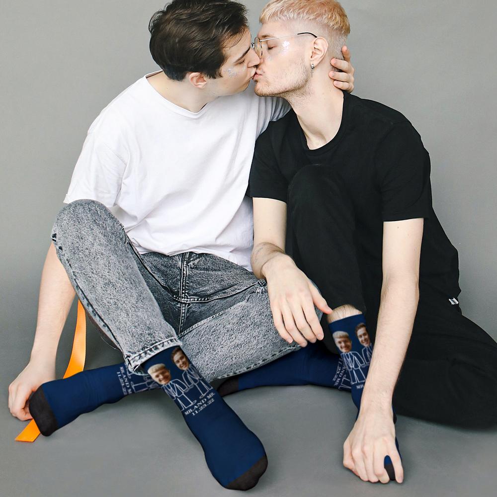 Personalisierte Bräutigamsocken Mit Ihren Fotos, Lustige Socken Für Schwule Paare - soufeelde